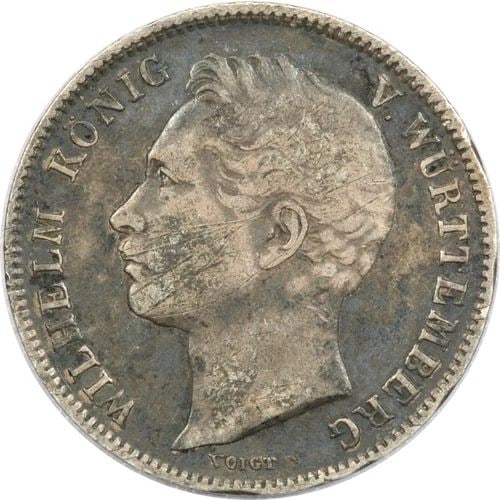 1840 GERMAN STATES WURTTEMBERG 1/2 GULDEN, VERY FINE VF SCRATCHED, KM# 573 (1 of 2)