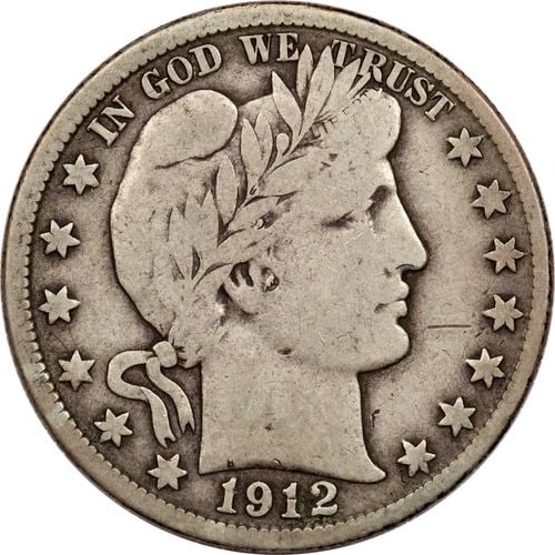 1912-S BARBER HALF DOLLAR 50C, FINE F (1 of 2)