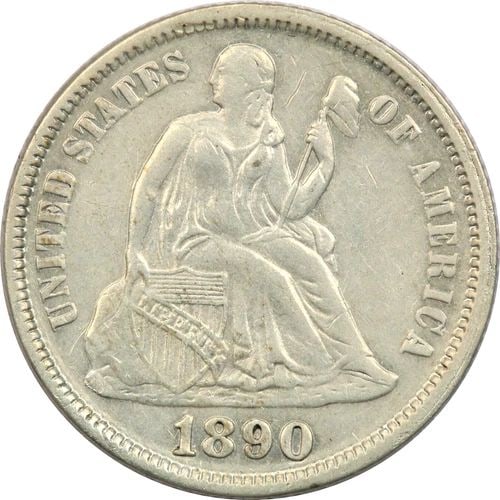1890 SEATED LIBERTY DIME 10C, ABOUT UNCIRCULATED AU, CLEANED: 1890 SEATED LIBERTY DIME 10C, ABOUT UNCIRCULATED AU, CLEANED 1890 Seated Liberty Dime 10C, About Uncirculated AU, Cleaned THE ITEM(S) IN THE PHOTO(S) IS THE EXACT ITEM(S) YOU WILL RECEIVE!