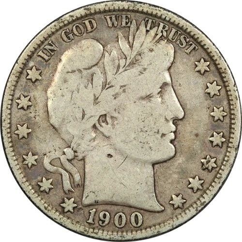 1900 BARBER HALF DOLLAR 50C, FINE F (1 of 2)