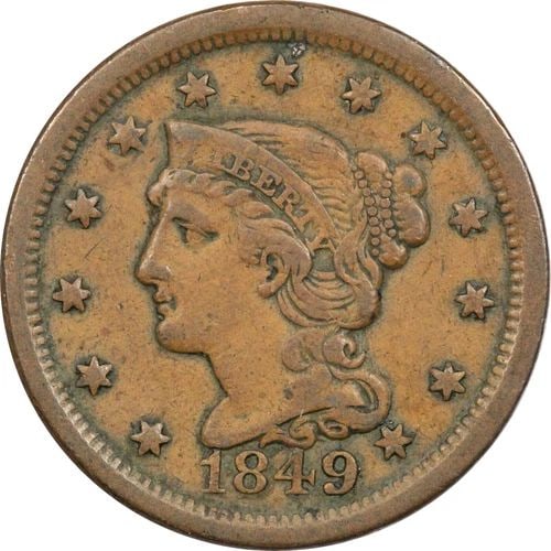 1849 BRAIDED HAIR LARGE CENT 1C, EXTREMELY FINE XF: 1849 BRAIDED HAIR LARGE CENT 1C, EXTREMELY FINE XF 1849 Braided Hair Large Cent 1C, Extremely Fine XF THE ITEM(S) IN THE PHOTO(S) IS THE EXACT ITEM(S) YOU WILL RECEIVE!