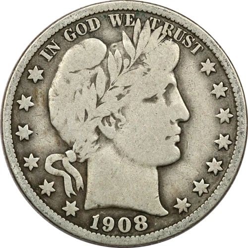 1908-O BARBER HALF DOLLAR 50C, FINE F (1 of 2)