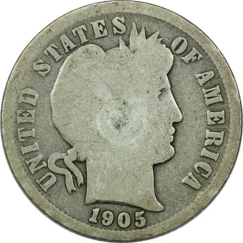 1905-O MICRO O BARBER DIME 10C, GOOD G (1 of 2)