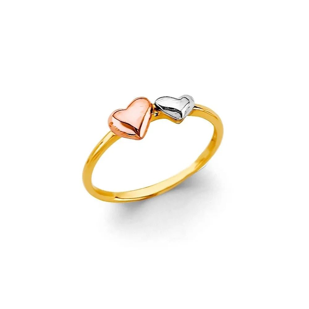 NEW 14K TRI COLOR GOLD HEART RING - SIZE 7: NEW 14K TRI COLOR GOLD HEART RING HEART RING NEW 14K TRI COLOR GOLD WIDTH : Average Apx WEIGHT : 1.5g