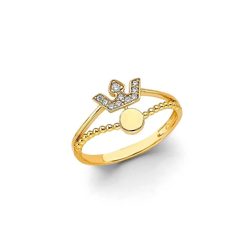 NEW 14K YELLOW GOLD CROWN RING -SIZE 7 (1 of 2)