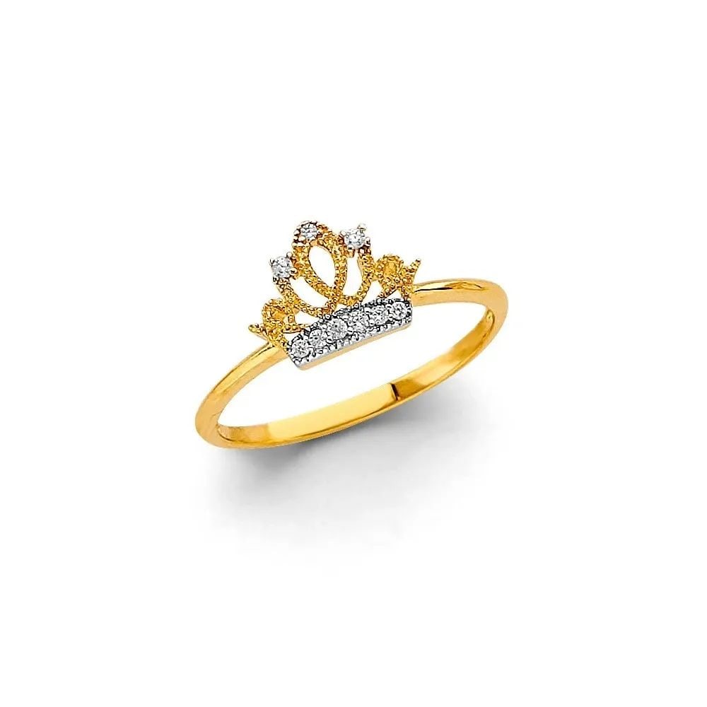 NEW 14K TWO TONE GOLD CROWN RING -SIZE 7 (1 of 2)