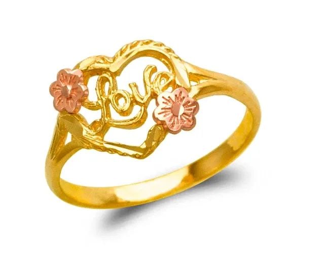 NEW 14K TWO TONE GOLD LADIES HEART FILIGREE RING: NEW 14K TWO TONE GOLD LADIES HEART LOVE FILIGREE RING LADIES HEART LOVE FILIGREE RING NEW 14K TWO TONE GOLD SIZE Apx: 10mm WEIGHT: 1.5g