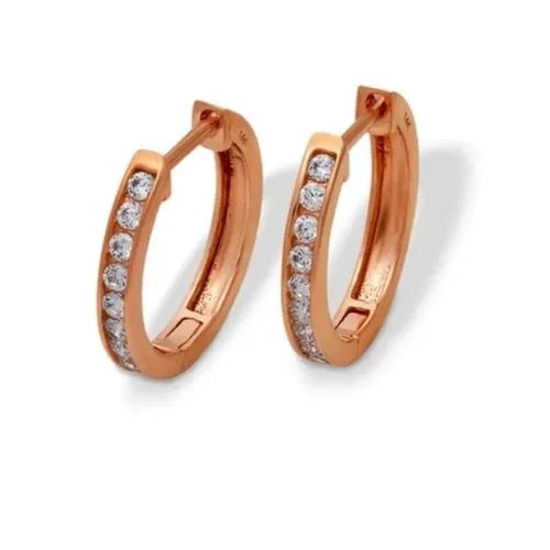 NEW 14K ROSE GOLD HIGH POLISHED HUGGIE EARRINGS (1 of 2)