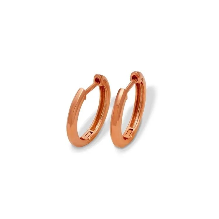 NEW 14K ROSE GOLD HIGH POLISHED HUGGIE EARRINGS (1 of 2)