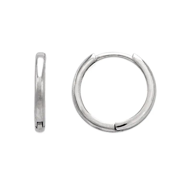NEW 14K WHITE GOLD 15MM HIGH POLISHED HUGGIE EARRINGS: NEW 14K WHITE GOLD 15MM HIGH POLISHED HUGGIE EARRINGS 15MM HIGH POLISHED HUGGIE EARRINGS NEW 14K WHITE GOLD Width: Approx. 2x15mm Apx WEIGHT: 1.5g