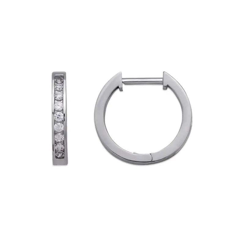 NEW 14K WHITE GOLD HIGH POLISHED HUGGIE EARRINGS: NEW 14K WHITE GOLD HIGH POLISHED HUGGIE EARRINGS HIGH POLISHED HUGGIE EARRINGS NEW 14K WHITE GOLD Width: Approx. 2x12.5mm Apx WEIGHT: 1.5g