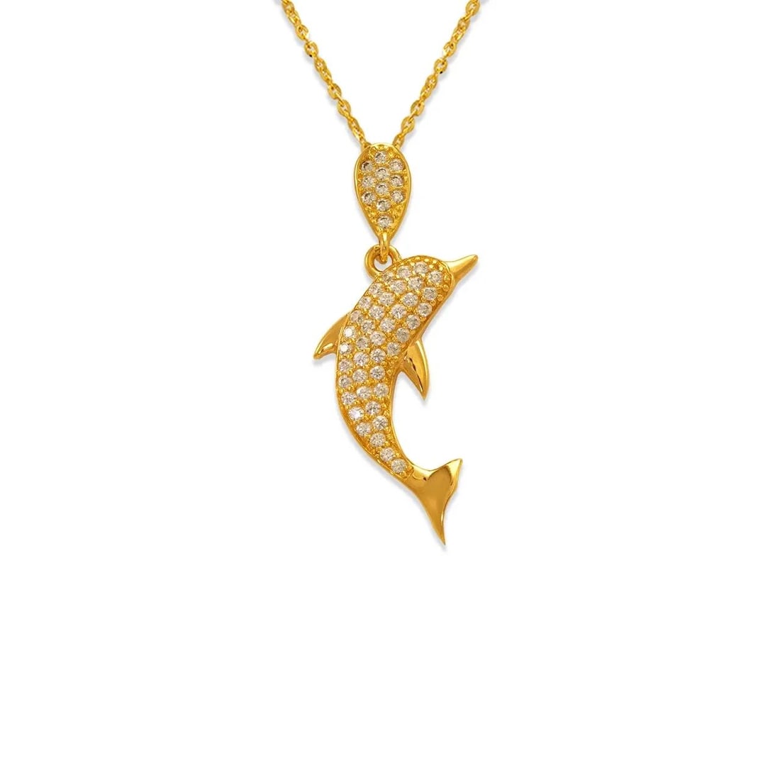 NEW 14K YELLOW GOLD FANCY DOLPHIN PENDANT (1 of 2)