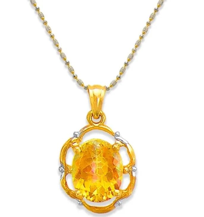 NEW 14K TWO TONE GOLD HYACINTH TOPAZ PENDANT (1 of 2)