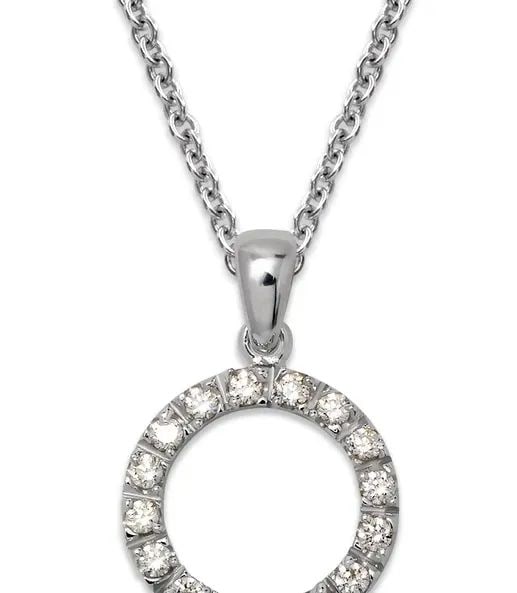 NEW 14K WHITE GOLD CIRCLE PENDANT (1 of 2)