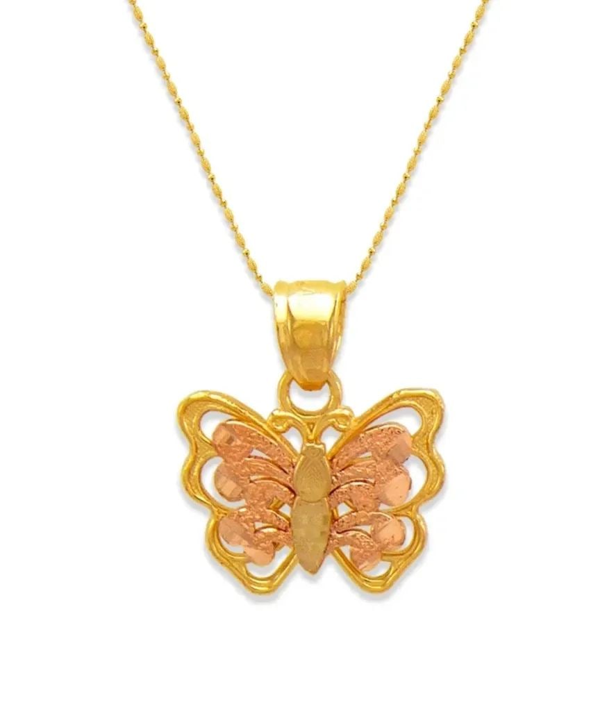 NEW 14K TWO TONE GOLD BUTTERFLY PENDANT (1 of 2)