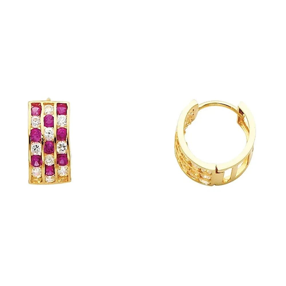 NEW 14K YELLOW GOLD TRIPLE HUGGIES EARRINGS (1 of 2)