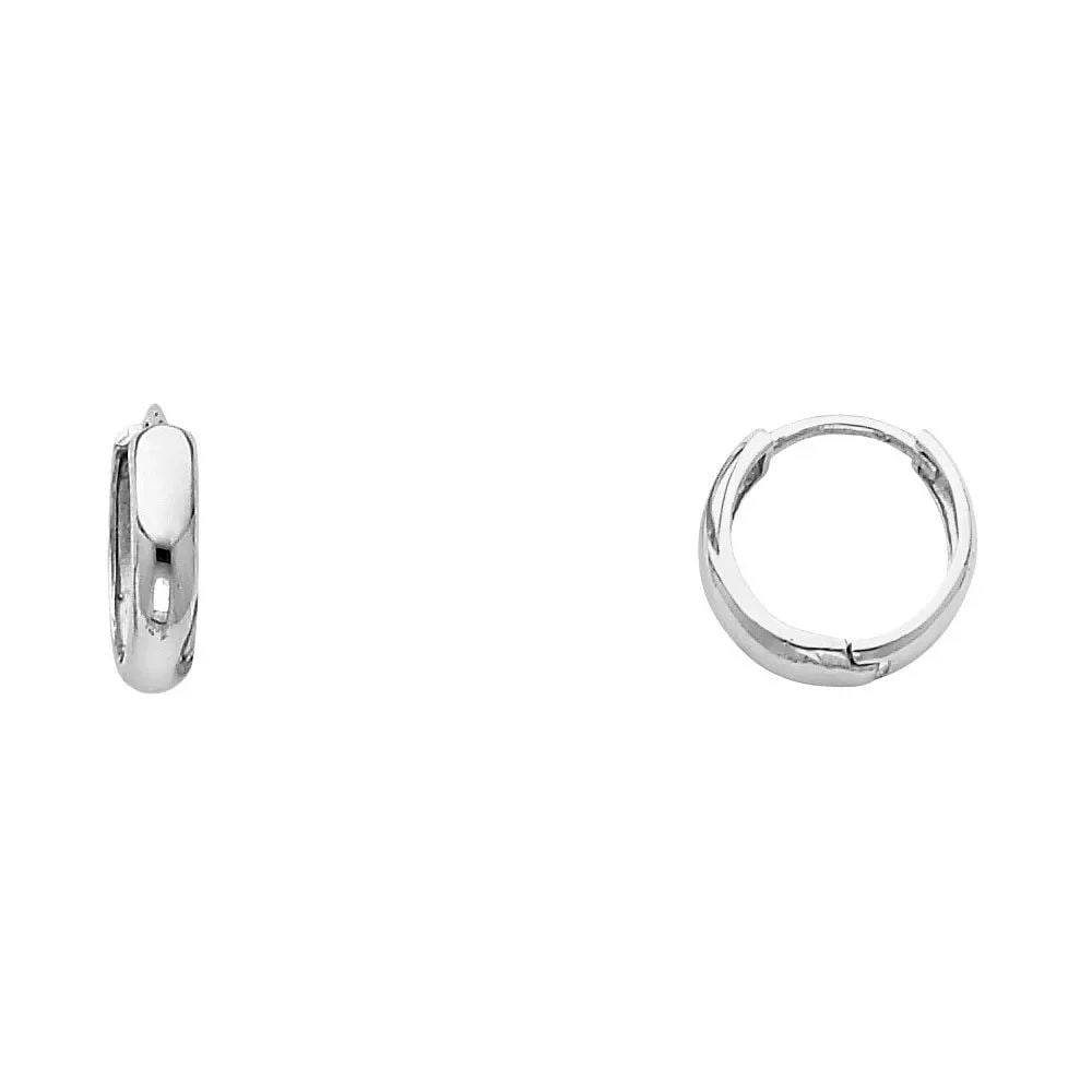 NEW 14K WHITE GOLD SMALL PLAIN HUGGIES EARRINGS (1 of 2)