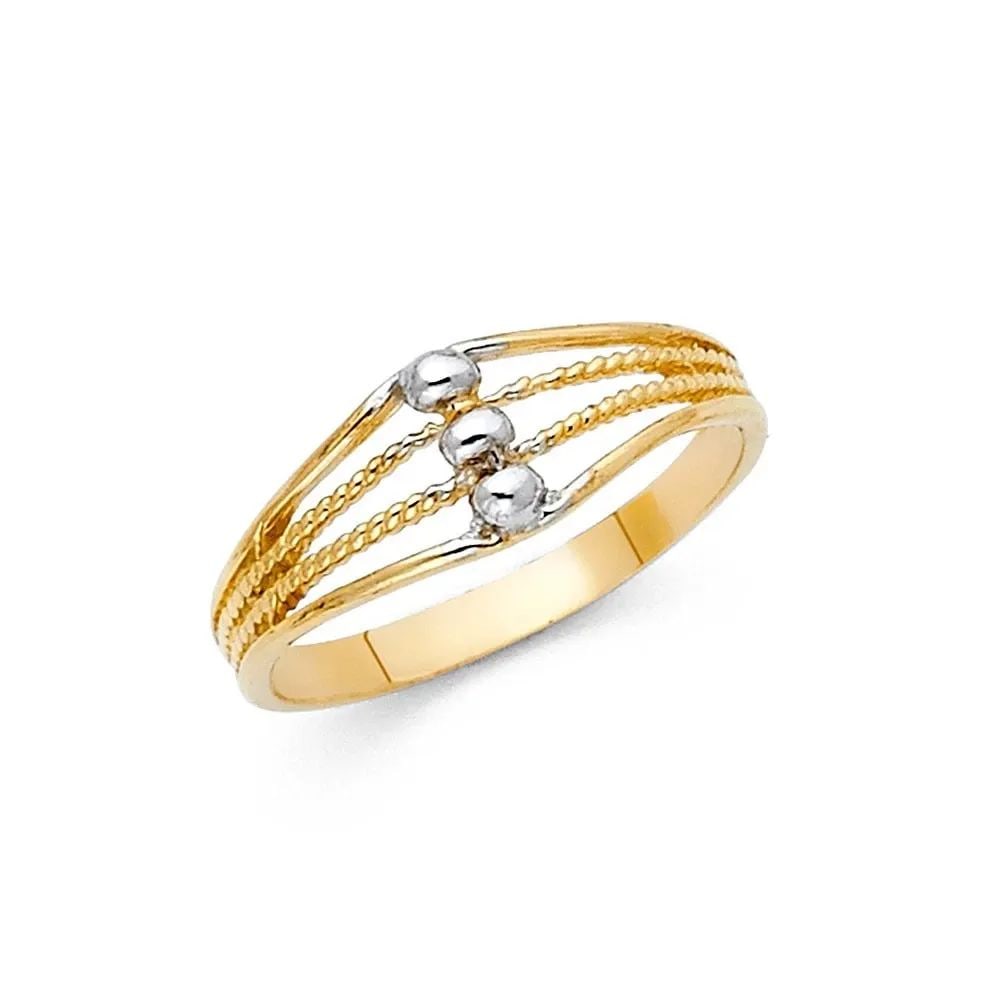 NEW 14K TWO TONE GOLD FANCY RING -SIZE 7: NEW 14K TWO TONE GOLD FANCY RING FANCY RING NEW 14K TWO TONE GOLD WIDTH : 7 mm Average Apx WEIGHT : 1.5g