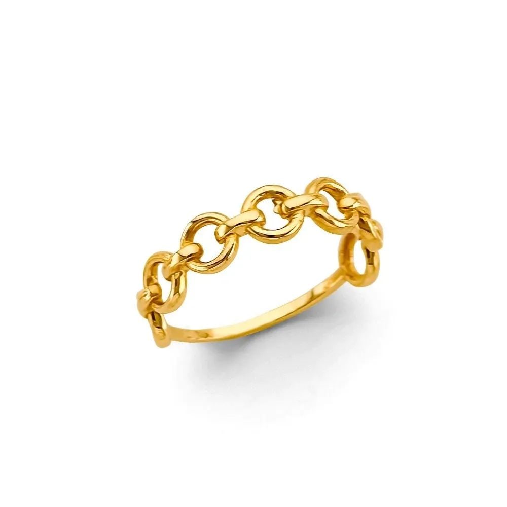 NEW 14K YELLOW GOLD LINK STYLE RING -SIZE 7 (1 of 2)