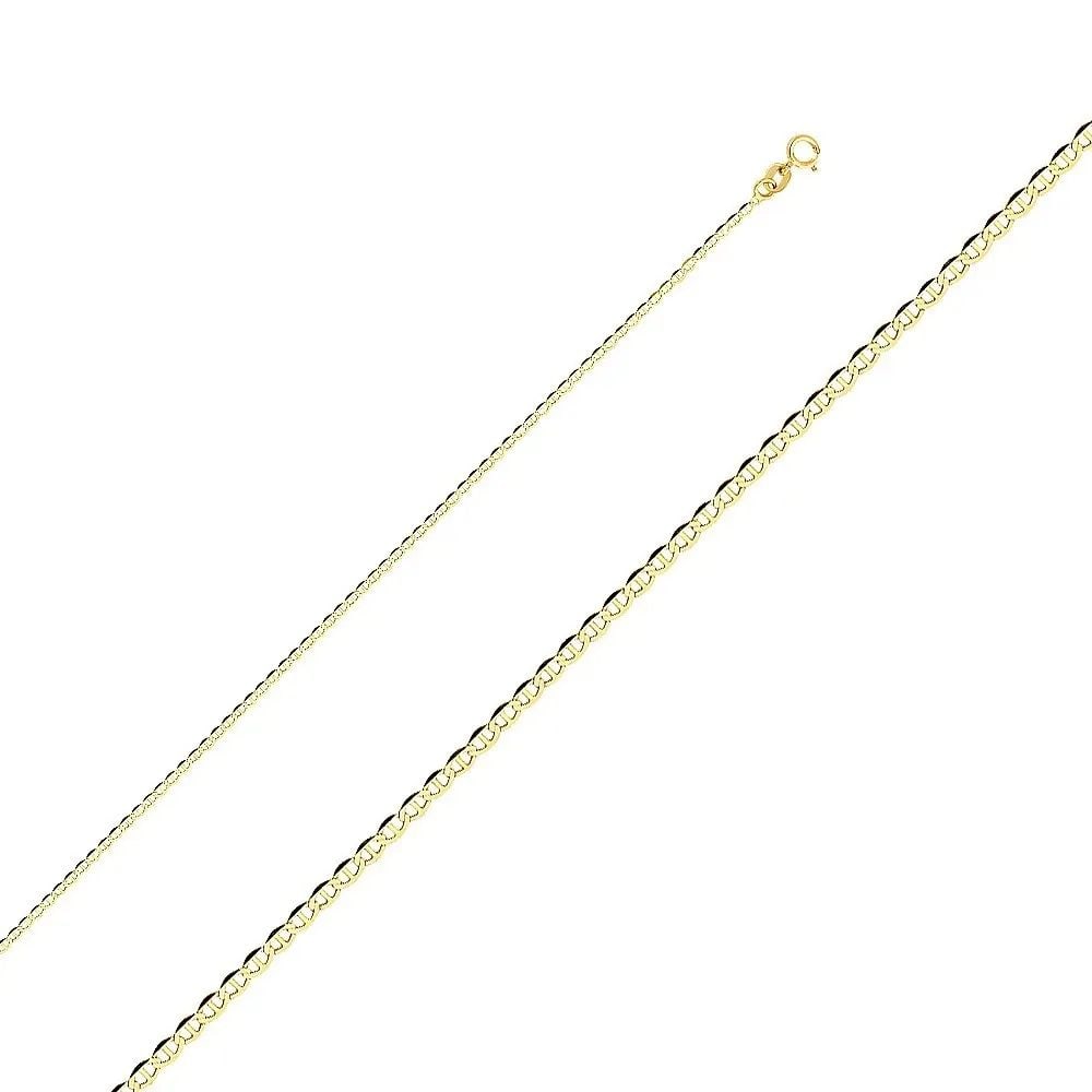 NEW 14K YELLOW GOLD 040(1.5MM) FLAT MARINER CHAIN: 14K YELLOW GOLD 040(1.5MM) FLAT MARINER CHAIN 040(1.5MM) FLAT MARINER CHAIN NEW 14K YELLOW GOLD WIDTH: 1.5mm AVERAGE Apx WEIGHT: 0.9g