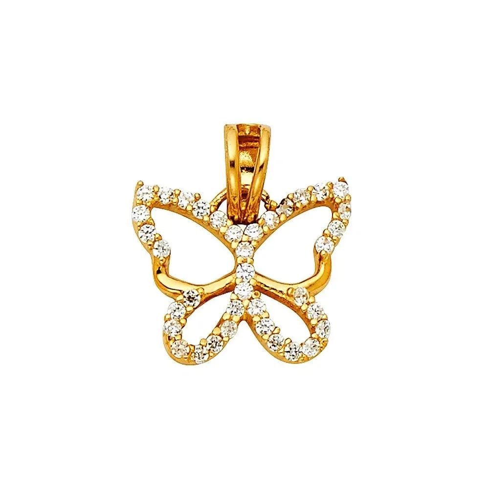 NEW 14K YELLOW GOLD BUTTERFLY PENDANT (1 of 2)