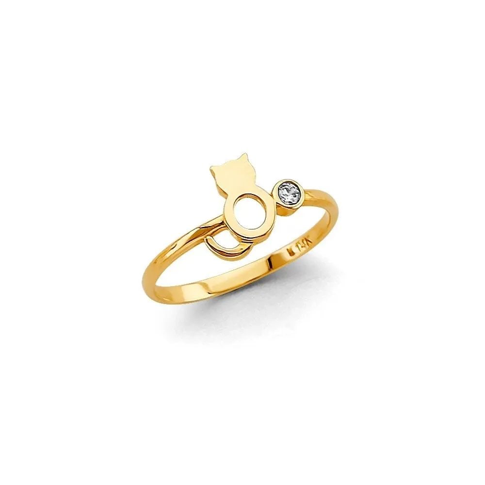 NEW 14K YELLOW GOLD CAT RING (1 of 2)