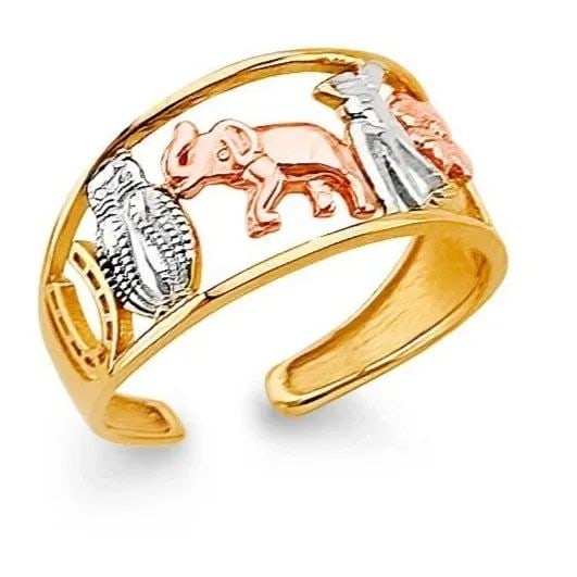NEW 14K TRI COLOR GOLD LUCKY TOE RING: NEW 14K TRI COLOR GOLD LUCKY TOE RING LUCKY TOE RING NEW 14K TRI COLOR GOLD WIDTH : Average Apx WEIGHT : 1.5g