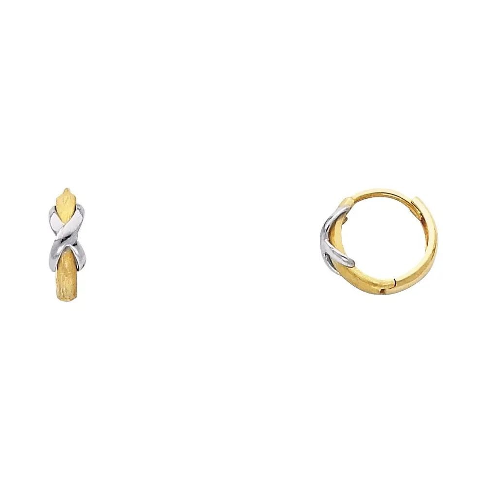 NEW 14K TWO TONE GOLD DESIGN PLAIN HUGGIES EARRINGS: NEW 14K TWO TONE GOLD DESIGN PLAIN HUGGIES EARRINGS DESIGN PLAIN HUGGIES EARRINGS NEW 14K TWO TONE GOLD Height : 11 mm Width : 11 mm Weight : 0.9g