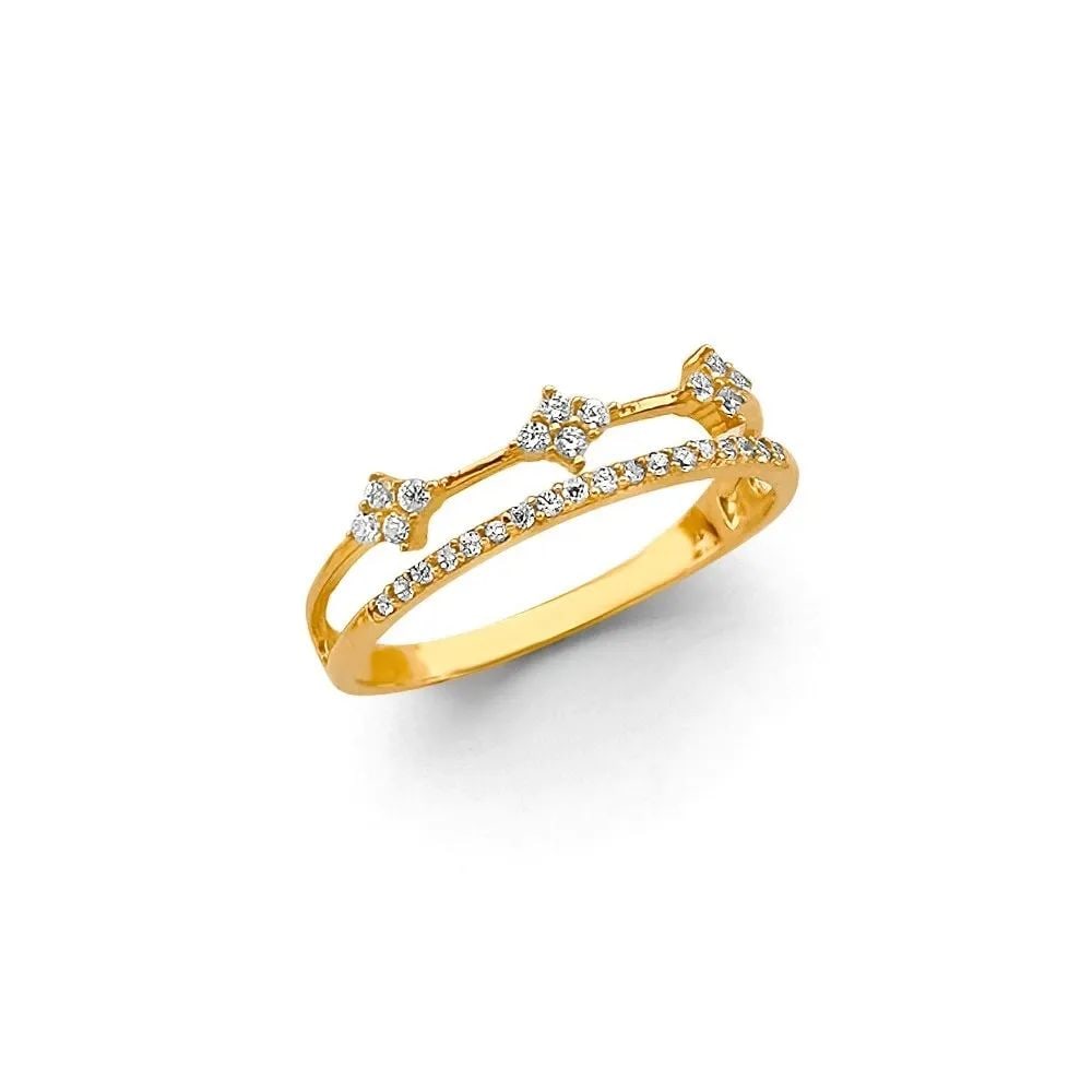 NEW 14K YELLOW GOLD FANCY RING: NEW 14K YELLOW GOLD FANCY CZ RING FANCY CZ RING NEW 14K YELLOW GOLD WIDTH : WEIGHT : 1.2g