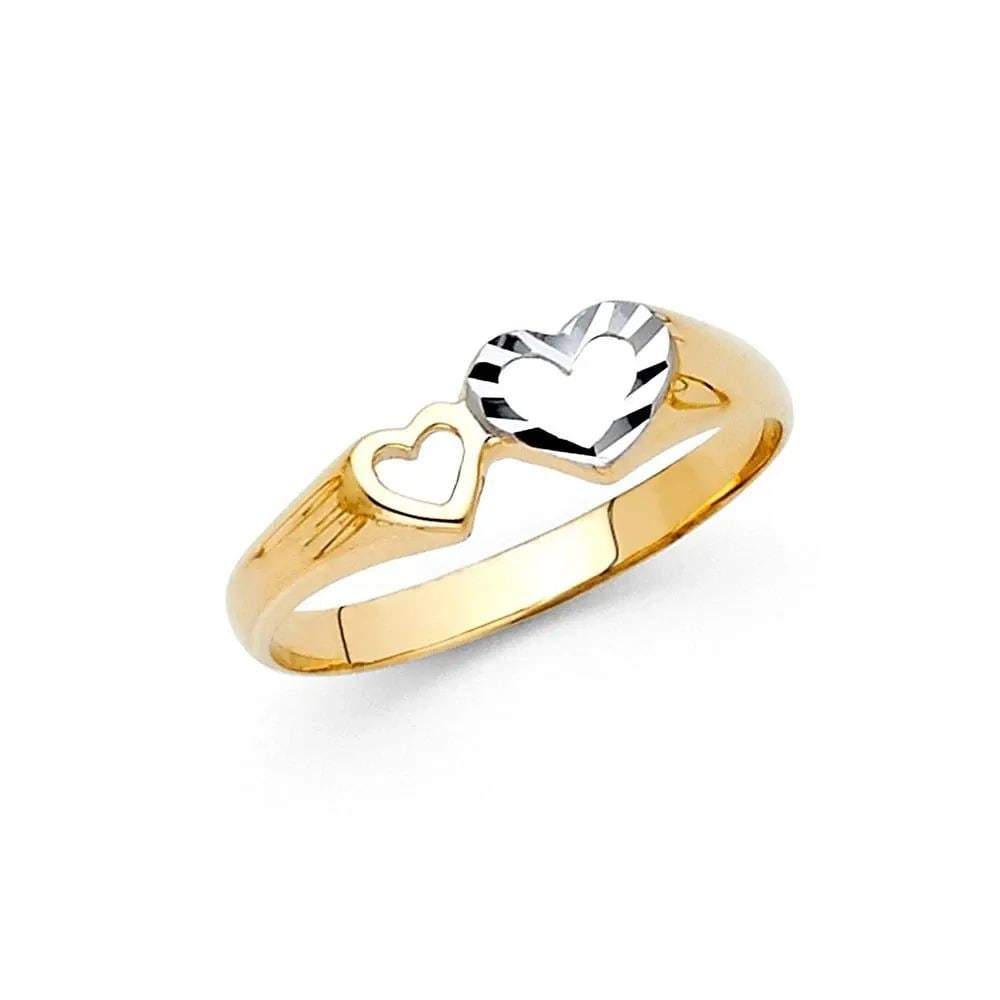 NEW 14K TWO TONE GOLD HEART RING -SIZE 7: NEW 14K TWO TONE GOLD HEART RING HEART RING NEW 14K TWO TONE GOLD WIDTH: 6 mm Average Apx WEIGHT: 1.46 g