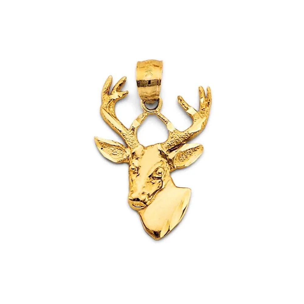 NEW 14K YELLOW GOLD DEER PENDANT: NEW 14K YELLOW GOLD DEER PENDANT DEER PENDANT NEW 14K YELLOW GOLD Height : 25 mm Width : 15 mm Apx. WEIGHT : 1.4g