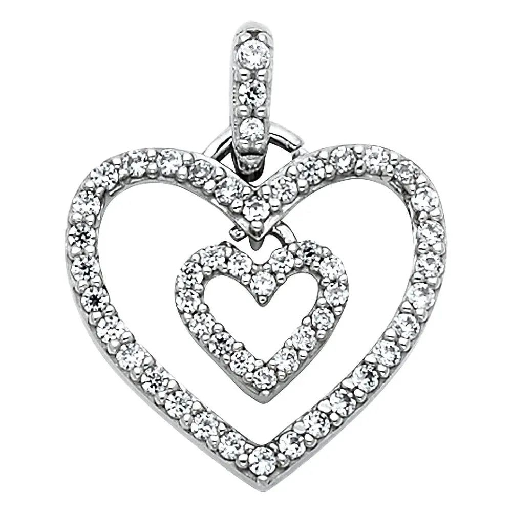 NEW 14K WHITE GOLD HEART PENDANT (1 of 2)