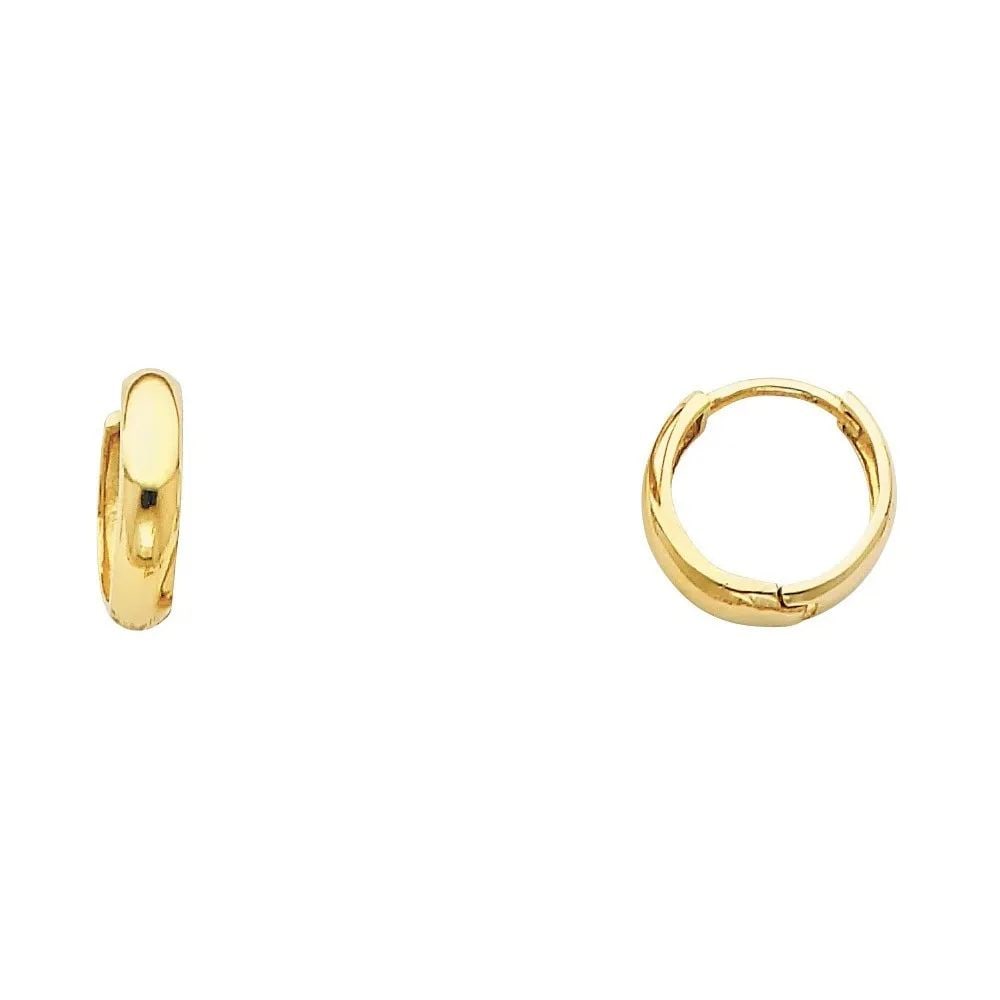 NEW 14K YELLOW GOLD SMALL PLAIN HUGGIES EARRINGS: NEW 14K YELLOW GOLD SMALL PLAIN HUGGIES EARRINGS SMALL PLAIN HUGGIES EARRINGS NEW 14K YELLOW GOLD HEIGHT - 12 mm WIDTH - 12 mm Apx WEIGHT - 1.1 g