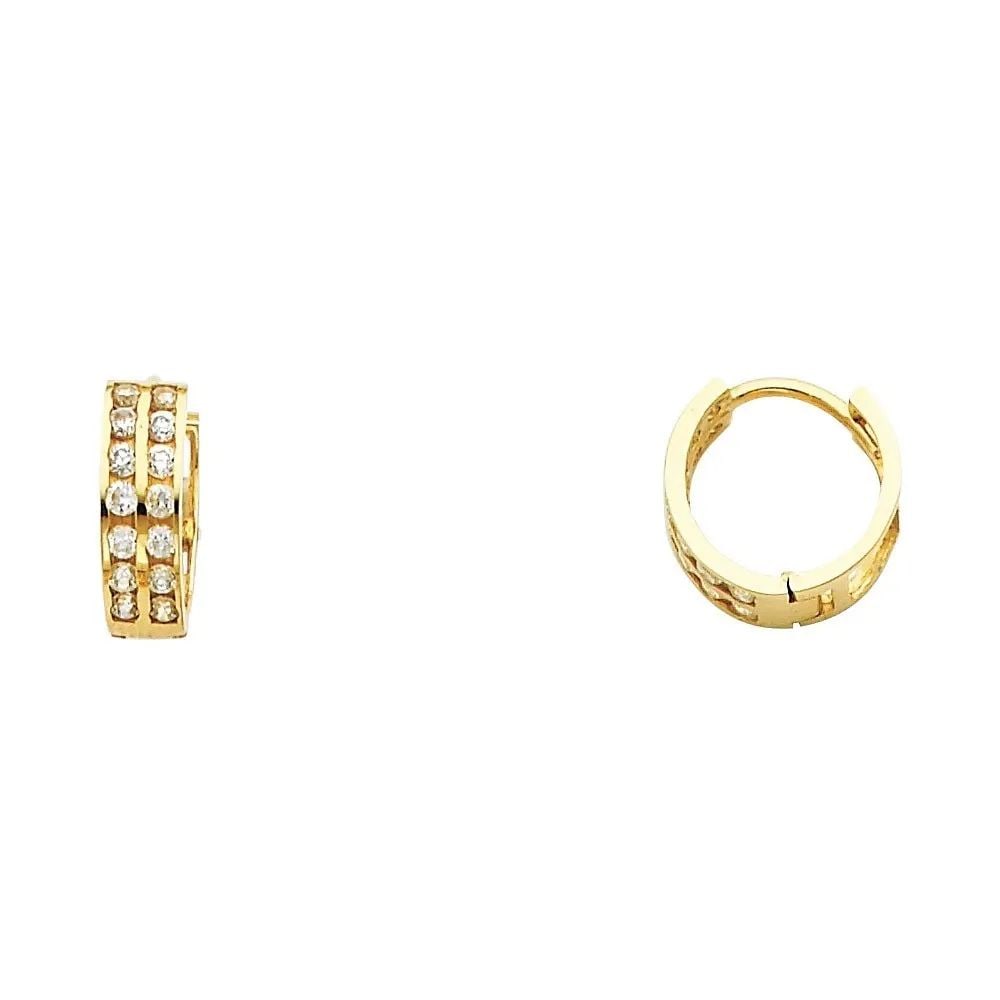 NEW 14K YELLOW GOLD DOUBLE HUGGIES EARRINGS: NEW 14K YELLOW GOLD DOUBLE HUGGIES EARRINGS DOUBLE HUGGIES EARRINGS NEW 14K YELLOW GOLD HEIGHT - 11 mm WIDTH - 11 mm Apx WEIGHT - 1.1 g