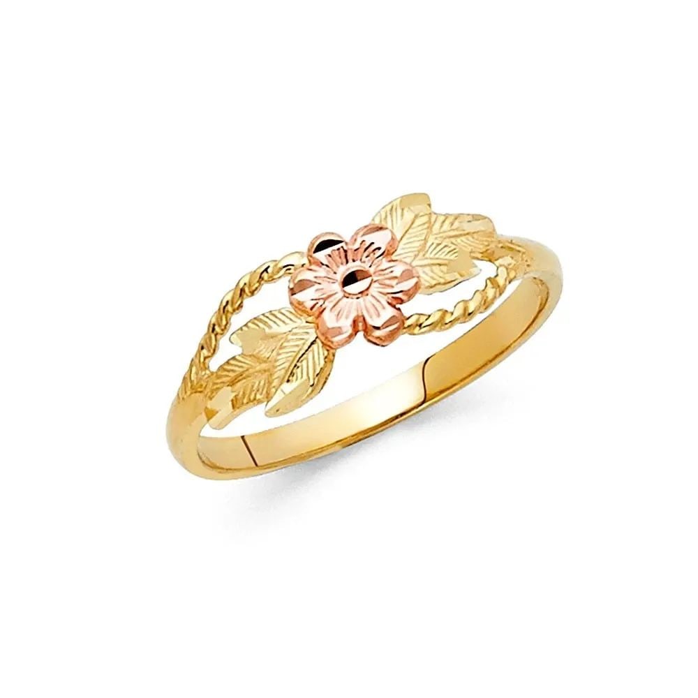 NEW 14K TWO TONE GOLD FANCY FLOWER RING -SIZE 7 (1 of 2)