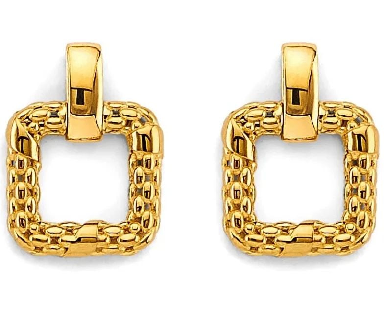 NEW 14K YELLOW GOLD FANCY SQUARE MESH DESIGN PENDANT: NEW 14K YELLOW GOLD FANCY SQUARE MESH DESIGN PENDANT FANCY SQUARE MESH DESIGN PENDANT NEW 14K YELLOW GOLD Height : 18 mm Width : 13 mm Apx. WEIGHT : 1.2g