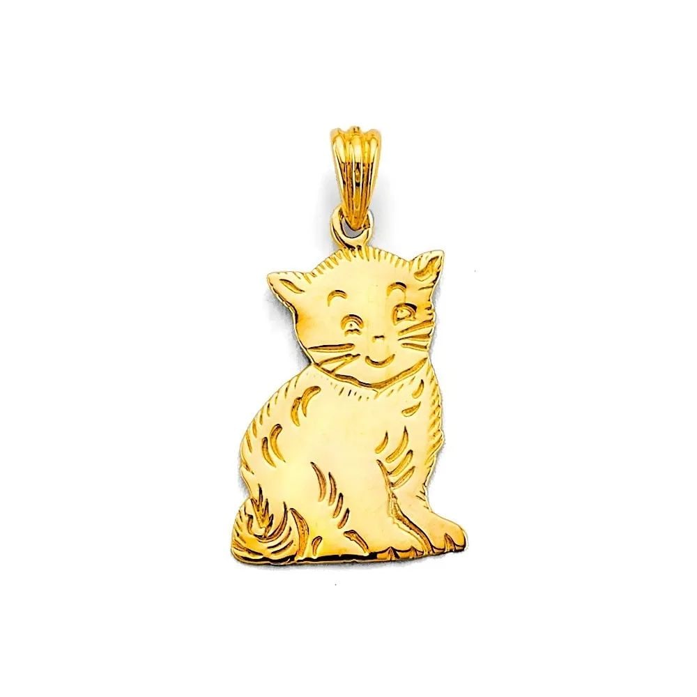 NEW 14K YELLOW GOLD CAT PENDANT (1 of 2)