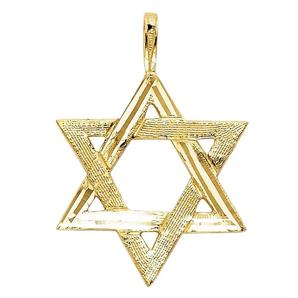 NEW 14K YELLOW GOLD STAR OF DAVID PENDANT: NEW 14K YELLOW GOLD STAR OF DAVID PENDANT STAR OF DAVID PENDANT NEW 14K YELLOW GOLD Height : 25 mm Width : 22 mm Apx. WEIGHT : 1.2g