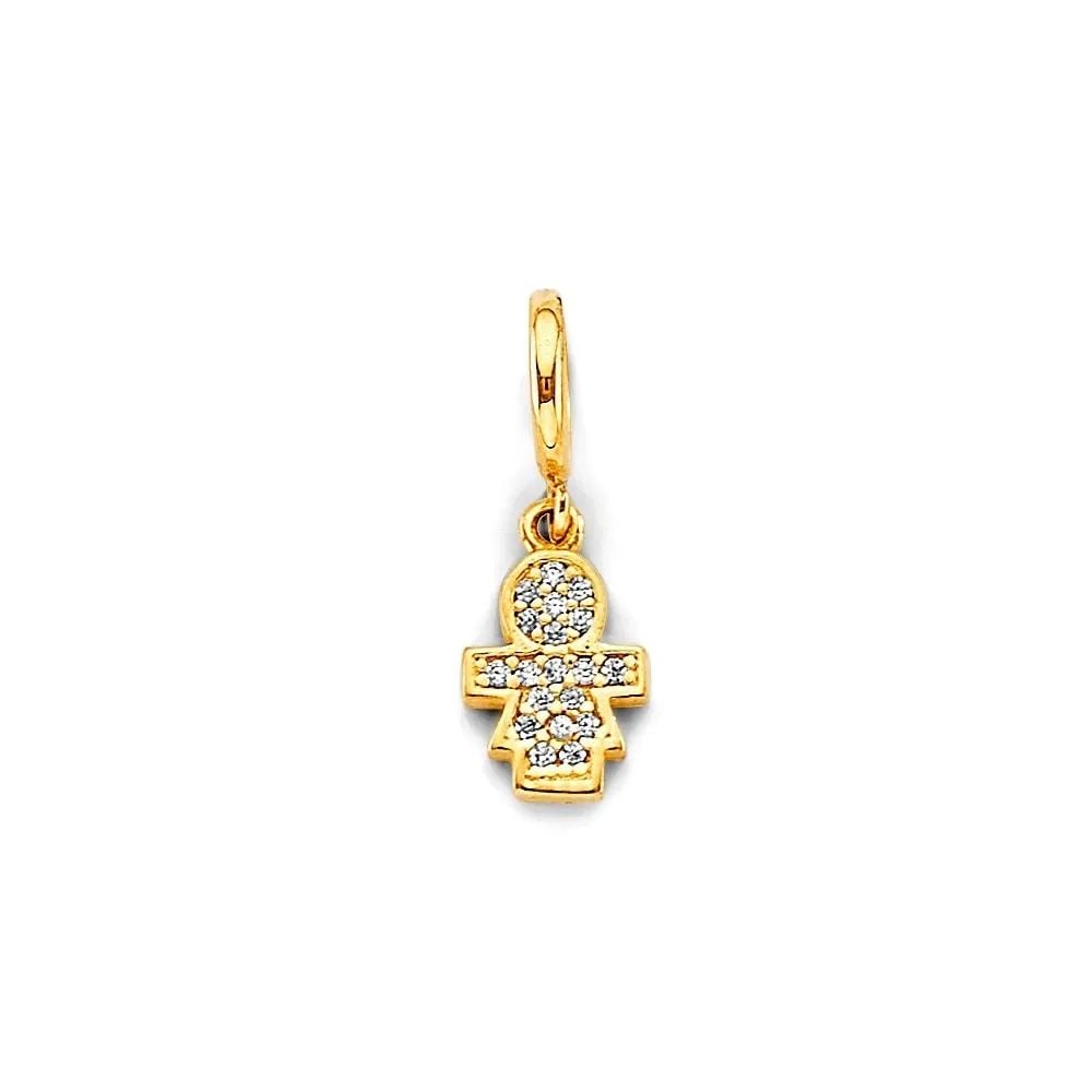 NEW 14K TWO TONE GOLD GIRL CHARM FOR MIX&MATCH BRACELET: NEW 14K TWO TONE GOLD GIRL CHARM FOR MIX&MATCH BRACELET GIRL CHARM FOR MIX&MATCH BRACELET NEW 14K TWO TONE GOLD Height : 20 mm Width : 7 mm Apx. WEIGHT : 1.2g