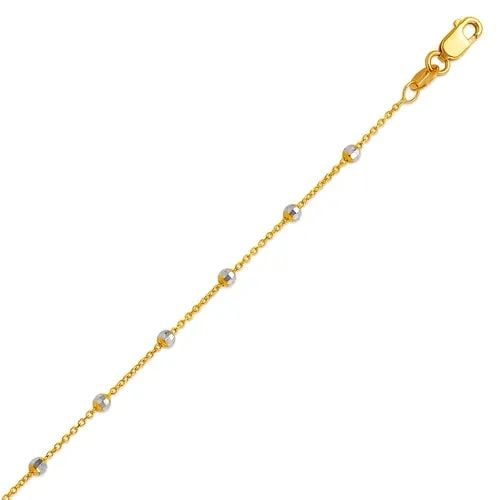 NEW 14K TWO TONE GOLD STAZIONE BEAD ROLO ANKLET (1 of 2)