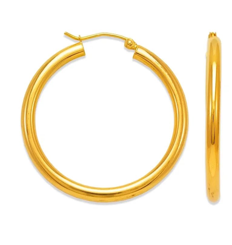 NEW 14K YELLOW GOLD 3MM ROUND TUBE HOOP EARRINGS: NEW 14K YELLOW GOLD 3MM ROUND TUBE HOOP EARRINGS 3MM ROUND TUBE HOOP EARRINGS NEW 14K YELLOW GOLD Width: Approx. 3mm Apx WEIGHT: 1.2g