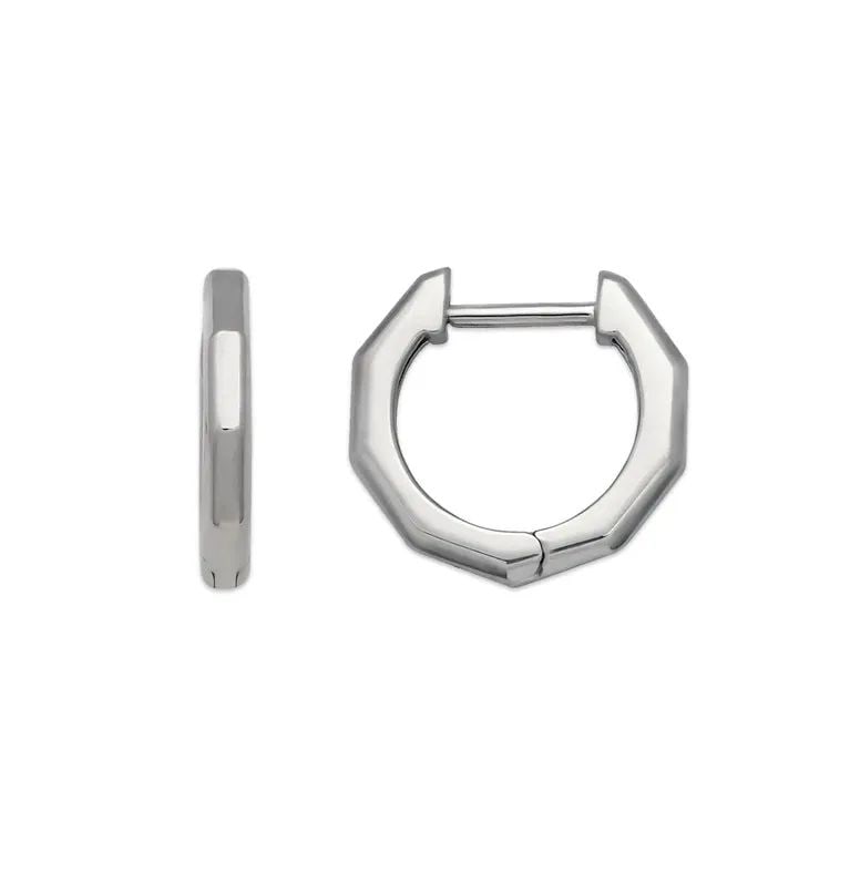 NEW 14K WHITE GOLD HIGH POLISHED HUGGIE EARRINGS: NEW 14K WHITE GOLD HIGH POLISHED HUGGIE EARRINGS HIGH POLISHED HUGGIE EARRINGS NEW 14K WHITE GOLD Width: Approx. 2x11mm Apx WEIGHT: 1.2g