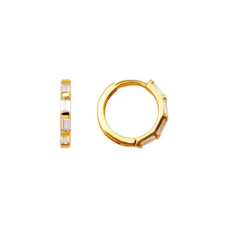 NEW 14K YELLOW GOLD FANCY HUGGIE EARRINGS: NEW 14K YELLOW GOLD FANCY HUGGIE EARRINGS FANCY HUGGIE EARRINGS NEW 14K YELLOW GOLD Width: Approx. 2x12mm Apx WEIGHT: 1.2g