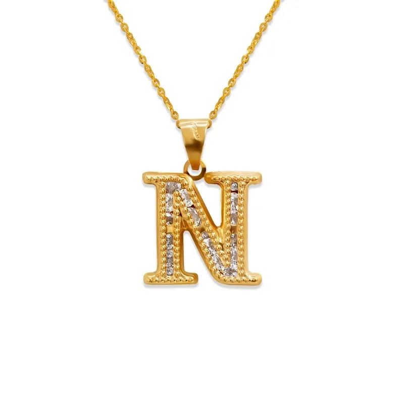 NEW 14K YELLOW GOLD INITIAL "N" PENDANT (1 of 2)