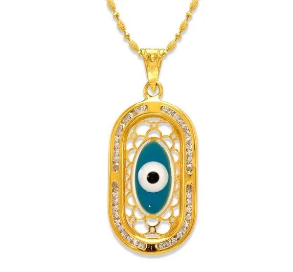 NEW 14K YELLOW GOLD EVIL EYE ENAMEL PENDANT: NEW 14K YELLOW GOLD EVIL EYE ENAMEL PENDANT EVIL EYE ENAMEL PENDANT NEW 14K YELLOW GOLD Apx. WIDTH: 13x22mm Apx WEIGHT: 1.2g