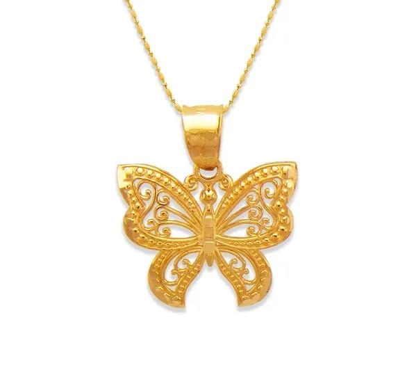 NEW 14K YELLOW GOLD BUTTERFLY PENDANT (1 of 2)