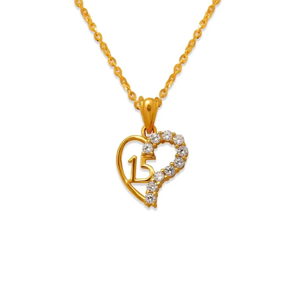 NEW 14K YELLOW GOLD 15 ANOS HEART WHITE PENDANT: NEW 14K YELLOW GOLD 15 ANOS HEART WHITE PENDANT 15 ANOS HEART WHITE PENDANT NEW 14K YELLOW GOLD Apx. WIDTH: 11x12mm Apx WEIGHT: 1.2g