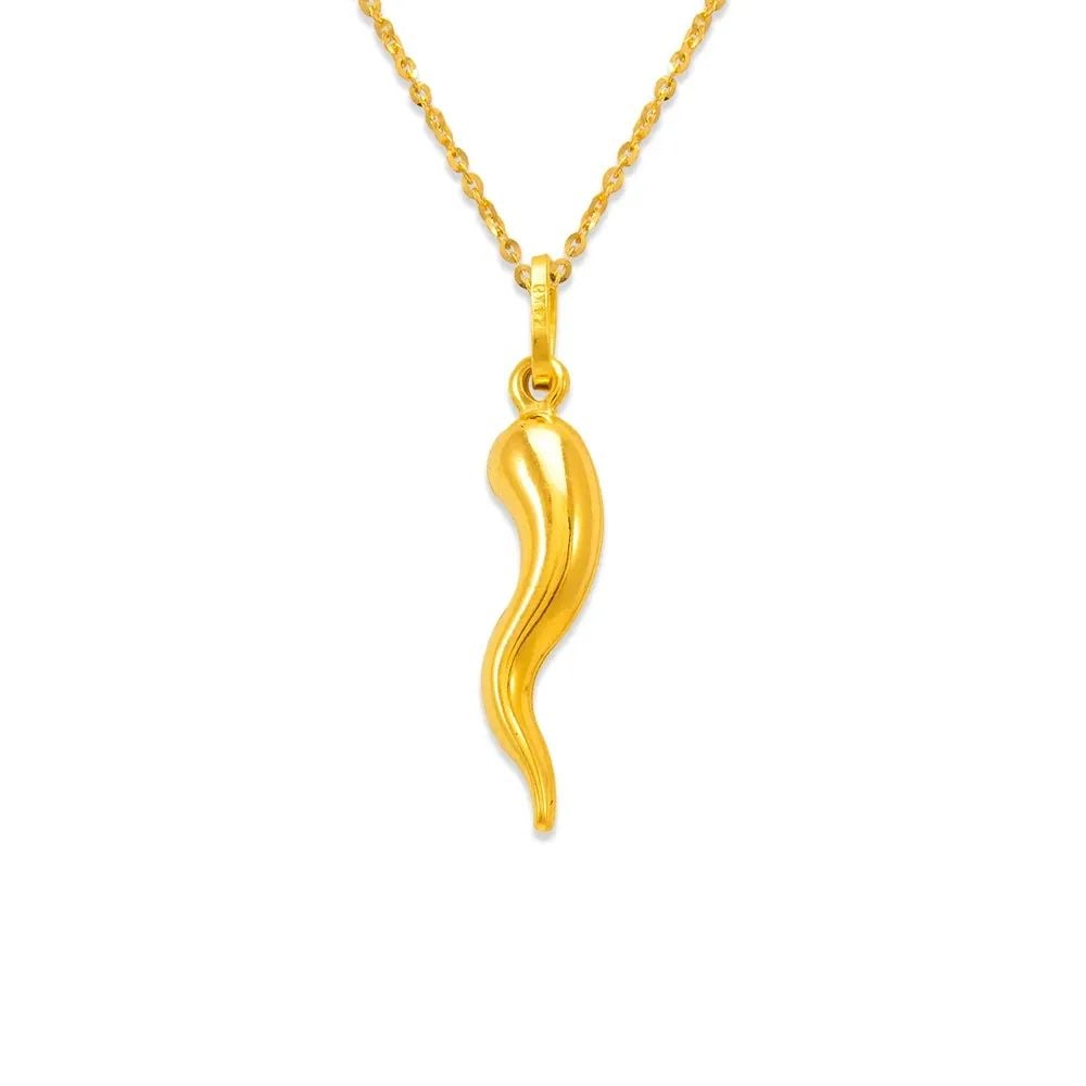 NEW 14K YELLOW GOLD 25MM HORN CHARM PENDANT (1 of 2)