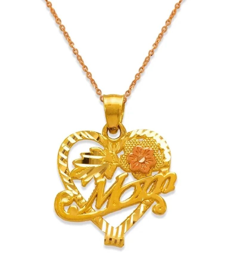 NEW 14K TWO TONE GOLD MOM HEART PENDANT (1 of 2)