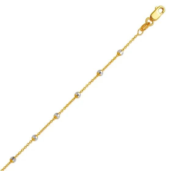 NEW 14K TWO TONE GOLD STAZIONE BEAD ROLO BRACELET (1 of 2)